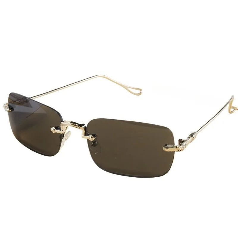 Men's Metal Frameless Sunglasses Square Frameless Sunglasses Retro Metal Sunglasses Trendy Street Photography Street Style