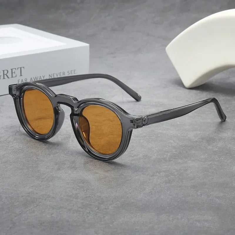 JNPCXI New Round Sunglasses Women Men Punk Shades Retro Trending Sun Glasses Clear Lens Frame UV400 Female