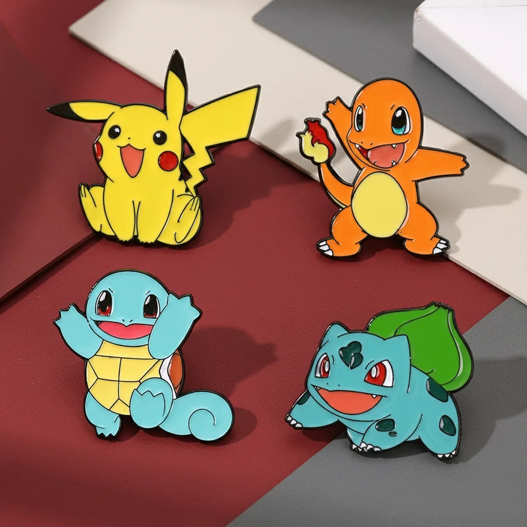 4pcs Anime Game Pikachu Enamel Pins Set Cute Pokemon Lapel Badge for Backpack Clothing Cosplay Cartoon Brooch Accessory