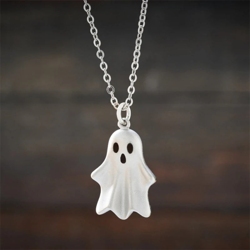 Cute Halloween Ghost Drop Earrings for Women Girls Funny Little Monster Earrings Necklace Jewelry Set Party Accessories Gift