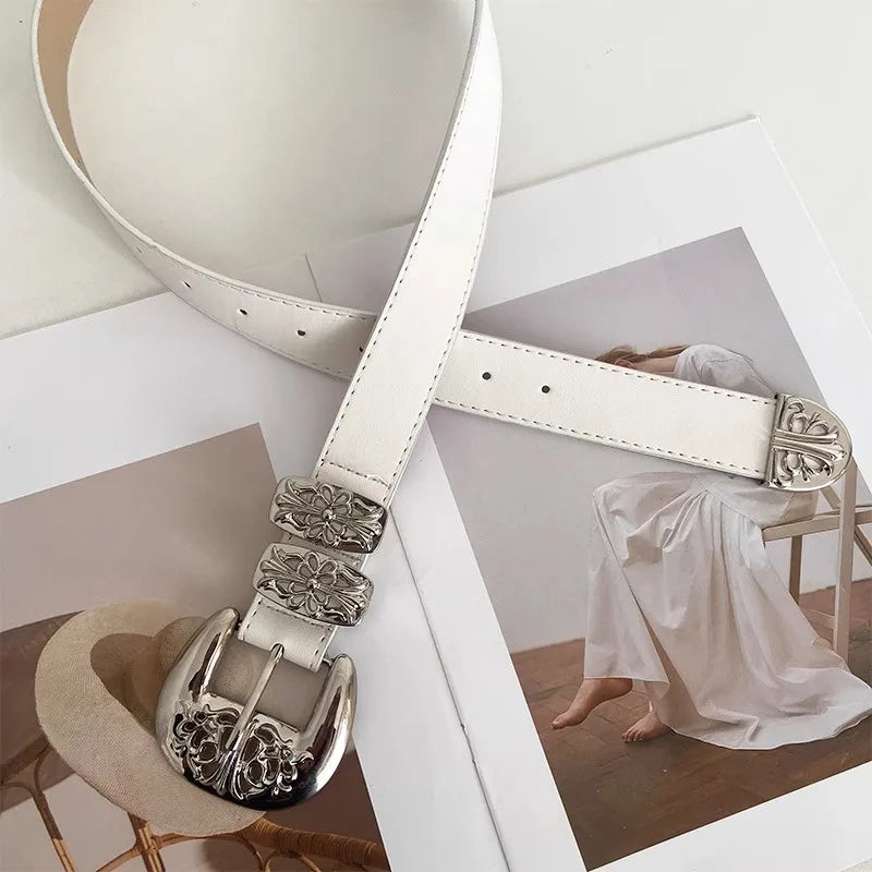 N-Style Retro Y2K Niche Belt Lady Fashionable With Pants Decoration Jeans Belt Width Belt Design Feeling Black