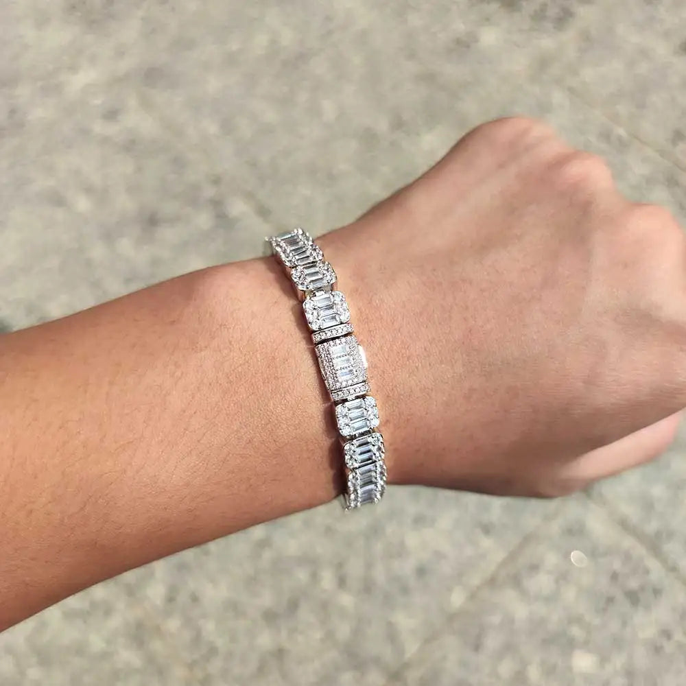 NY 8mm Cluster Tennis Bracelet Hip Hop CZ Rock Sugar Chain Fashion Jewelry