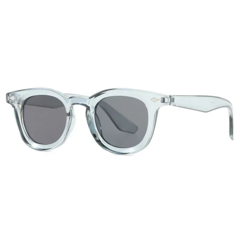 JNPCXI Retro Round Men Sunglasses Fashion Clear Ocean Lens Shades UV400 Women Trending Rivets Sun Glasses