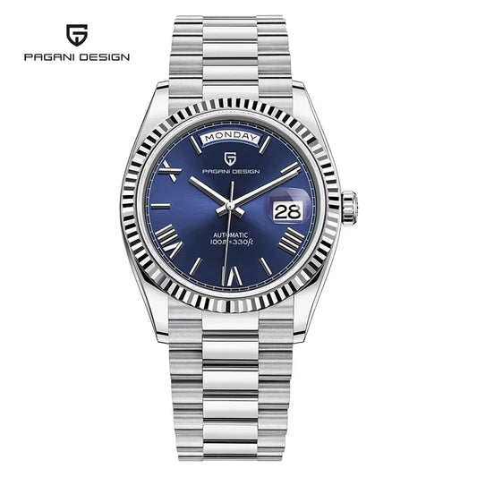 PAGANI DD36 Men's Watch Silver Blue Luxury Automatic Mechanical Wristwatches 02