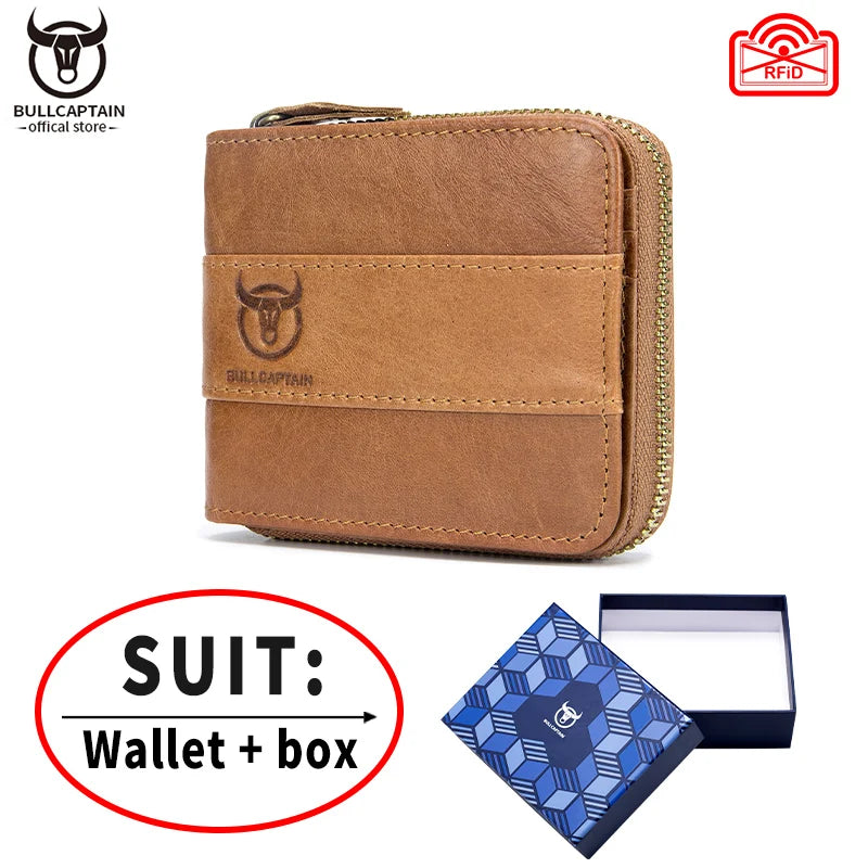 BULLCAPTAIN New Arrival Male RFID Leather Wallet Men Wallet Cowhide Coin Purse Slim Designer Brand Wallet Billetera Para Hombres