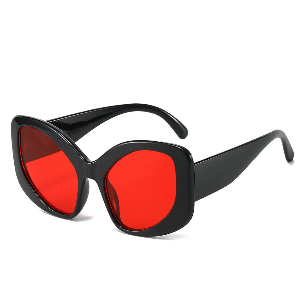 JNPCXI Fashion Oversized Cat Eye Women Sunglasses Shades UV400 Retro Men Matte Orange Candy Color Sun Glasses