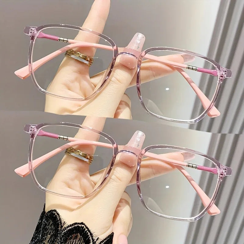2 Pairs of Square Frame Non-Prescription Glasses Ultra-Light Full Frame PC Frames PC Non-Diopter Lenses Ideal Gift for Friend