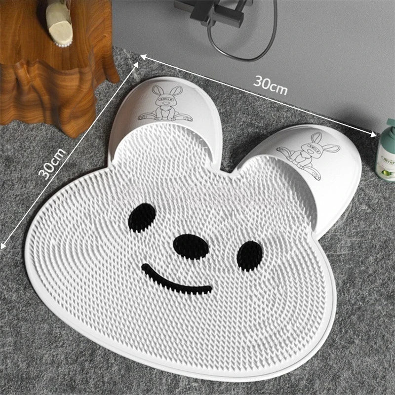 1pc，Rabbit Shape Bathroom Shower Anti Slip Mat, Circular Massage Foot Mat, Foot Scrubber, Back Scrubber, Anti Fall Device