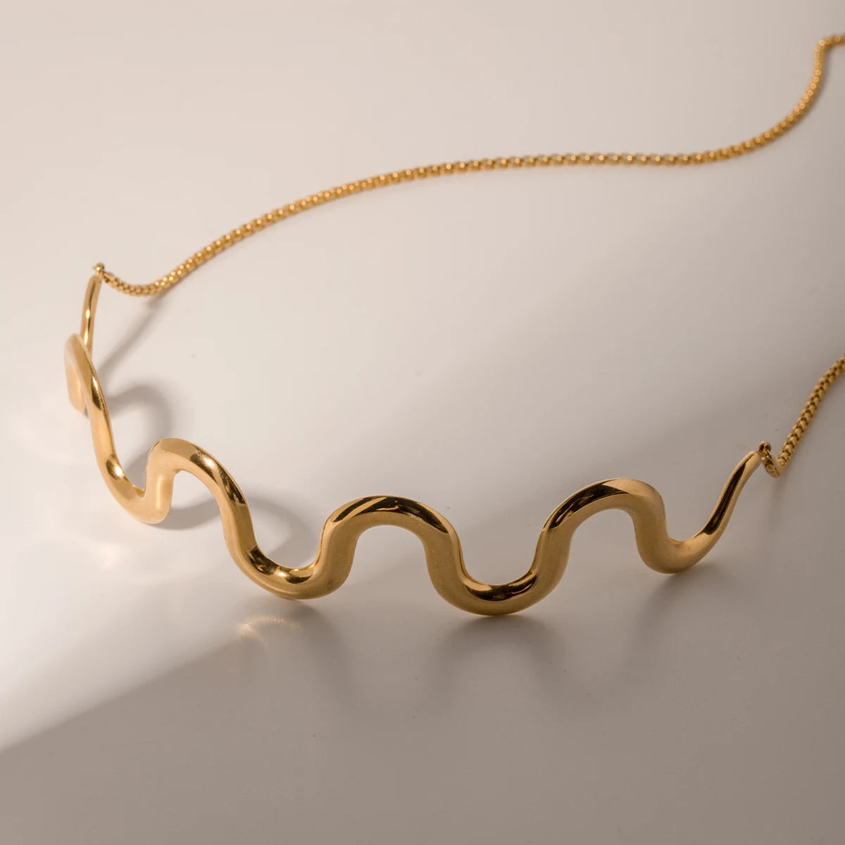 Uworld 18k gold color stainless steel wave pull-out necklace Women Statement Metal Plated Trendy Fashion 2023 Jewelry  목걸이