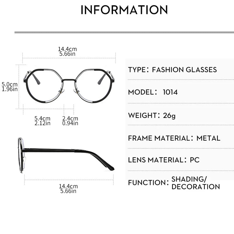 JNPCXI Round Eyeglasses Retro Trendy Lightweight Frame Comfortable Wear Glasses Women