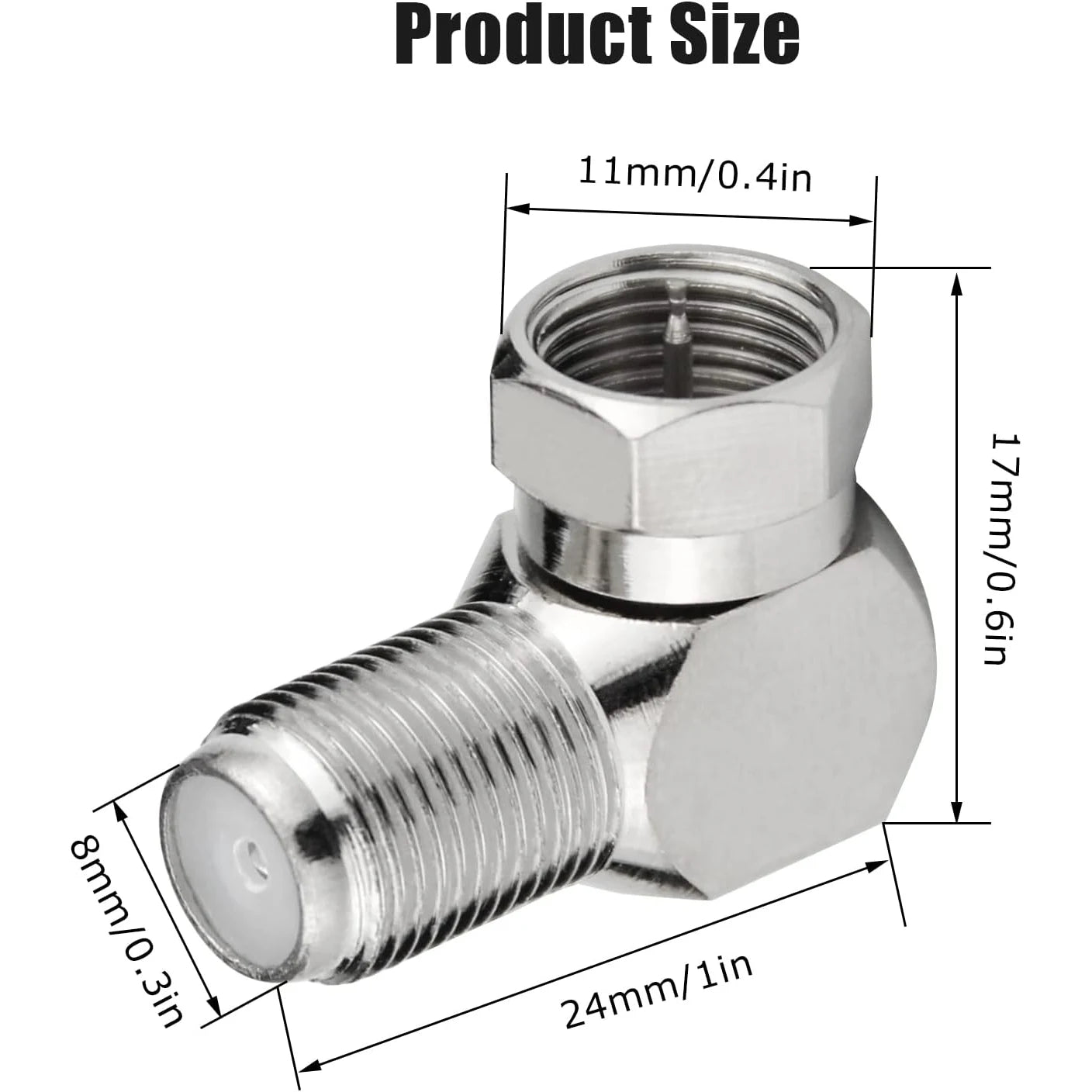 Coaxial Cable Right Angle Connector F Type Female to Male Adapter Right Angle Coax Connector F Male to Female RG6 Adapter