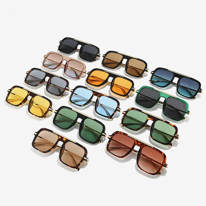 JNPCXI New Square Women Sunglasses Fashion Shades UV400 Retro Trending Leopard Green Gradient Men Sun Glasses