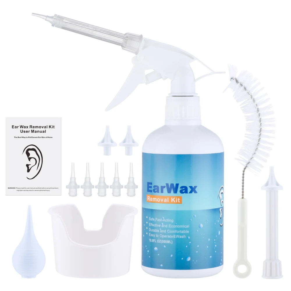 500ml/300ml Ear Cleaner Kit Ear Wax Remover Bottle Ear Irrigation Washer Set for Adults and Kids Ear Cleaning Kit Safe Effective