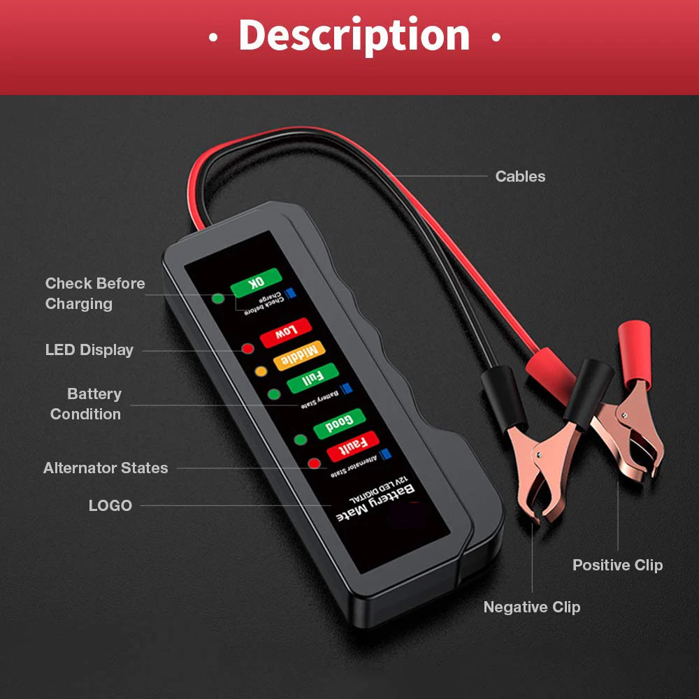 1/2pcs 12V Car Battery Tester Alternator Tester Automotive,Battery Checker Analyzer to Check Alternator Battery Charging System