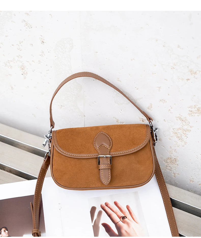 Autumn and winter women's Natural Suede leather Mini bag,luxury designer handbags, Vintage commuting leopard print messenger bag