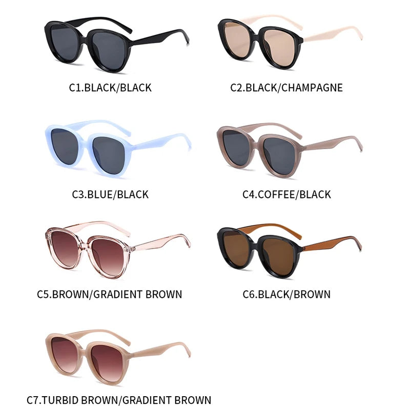 JNPCXI Retro Cat Eye Women Sunglasses Shades UV400 Fashion Brown Tea Trending Rivets Punk Men Sun Glasses