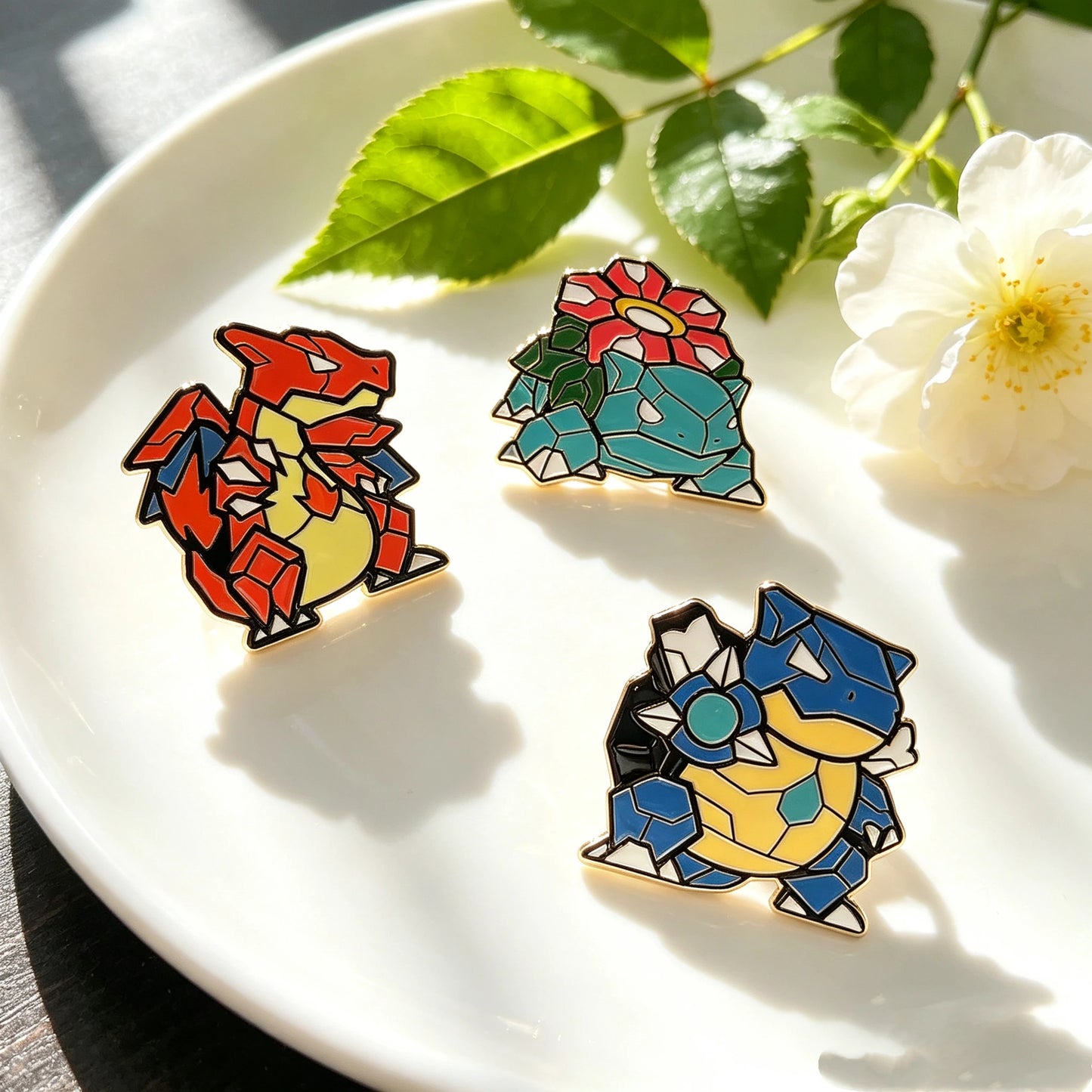3 PCS New Creative Anime  Isekai Monster Starters Brooch Badge Charizard  Enamel Lapel Pins For Collectors