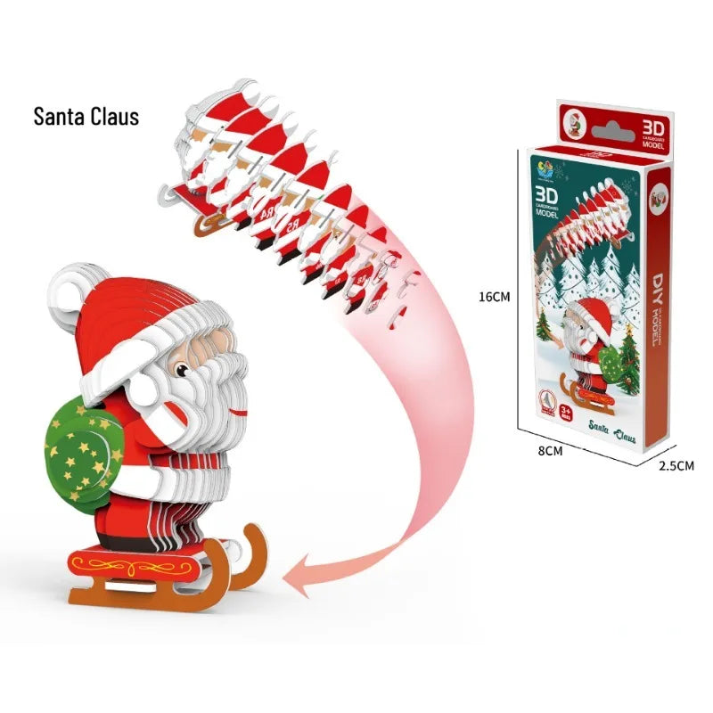 3D Merry Christmas Puzzle Children's Paper Christmas DIY Advanced Puzzle Enlightenment Kindergarten Toy Educational Toys
