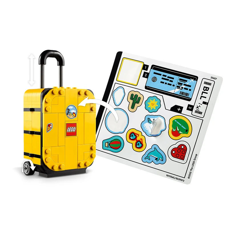 Lego building blocks yellow travel bags building block models stickers suitcases
