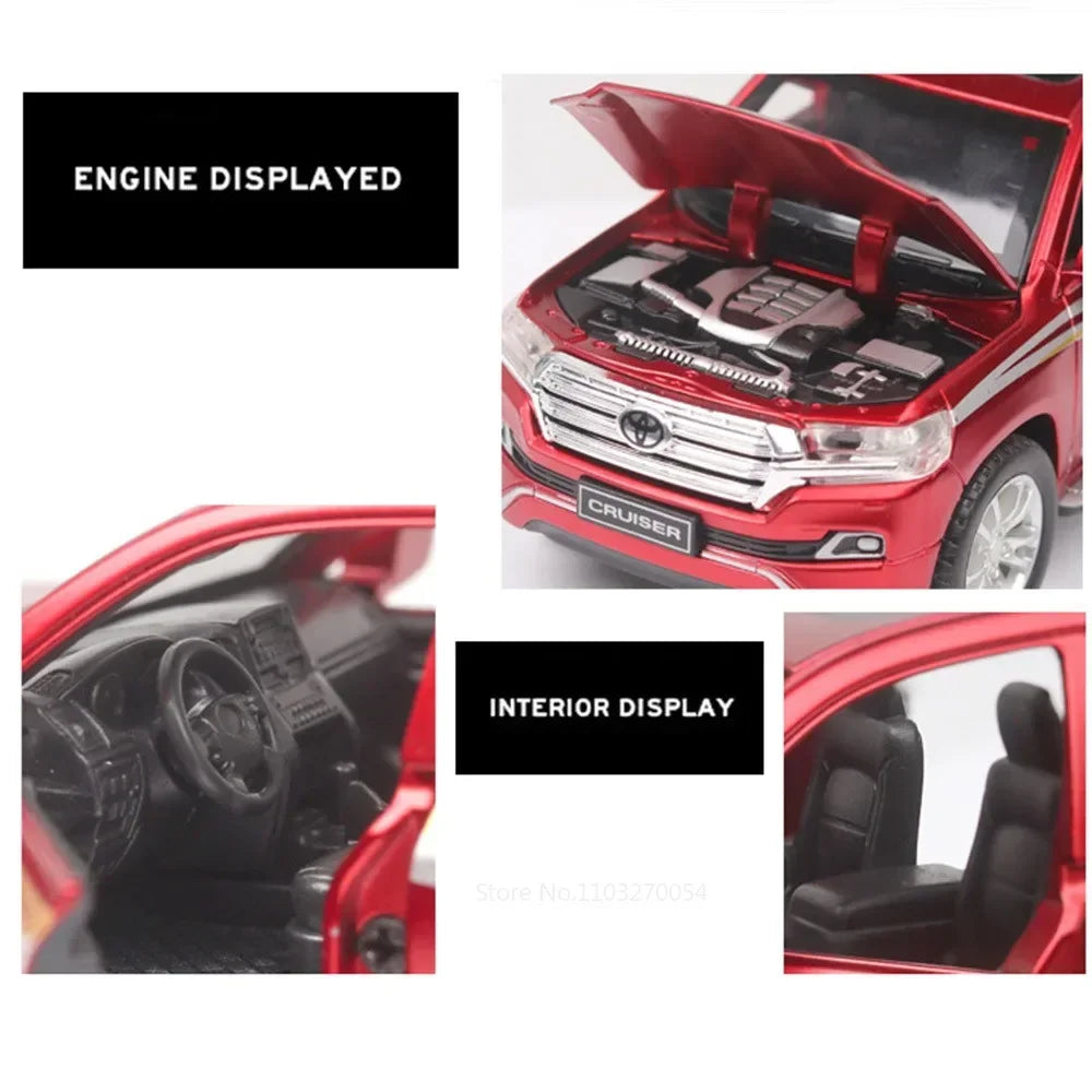 1:32 LAND CRUISER Alphard Toys Models Cars Diecast Alloy Vehicle Rubber Tire 6 Doors Opened Sound Light Pull Back Toy Collection