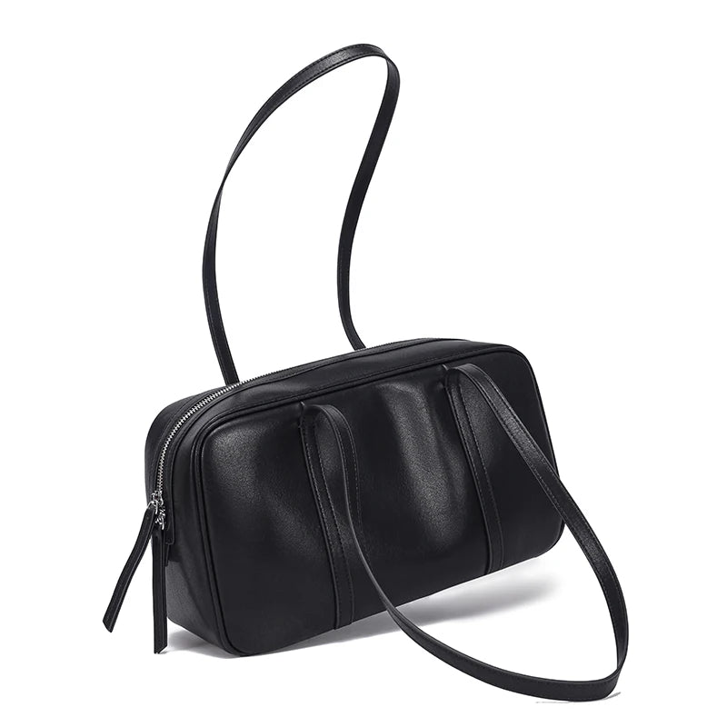 Women's Cow Genuine Leather Shoulder Bags Ladies Fashion Designer Luxury Handbags Female Retro Commute Boston Cowhide Handbag