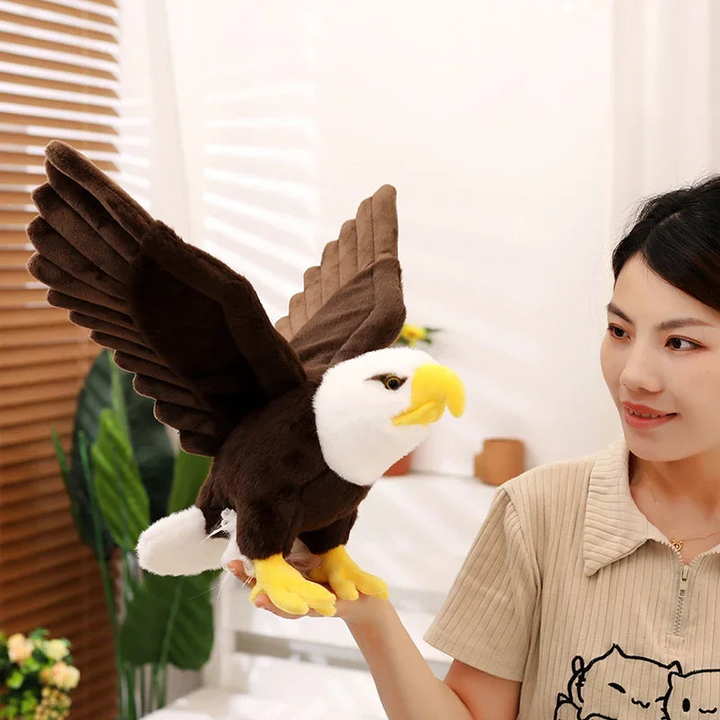 Simulation Bald Eagles Birds Plush Stuffed Toys Funny Seagull Animal Cartoon Doll Soft Feathers Toy House Decor Birthday Gift
