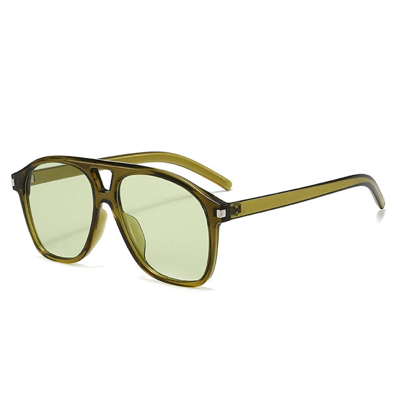 JNPCXI Ins Popular Fashion Double Bridges Pilot Sunglasses Women Retro Clear Ocean Lens Shades UV400 Men Trending Sun Glasses