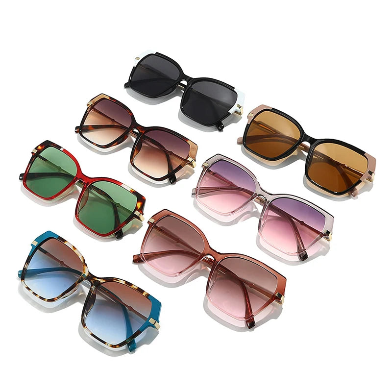 JNPCXI New Polygon Square Double Color Sunglasses Women Fashion Gradient Shades Men Eyeglass Frame