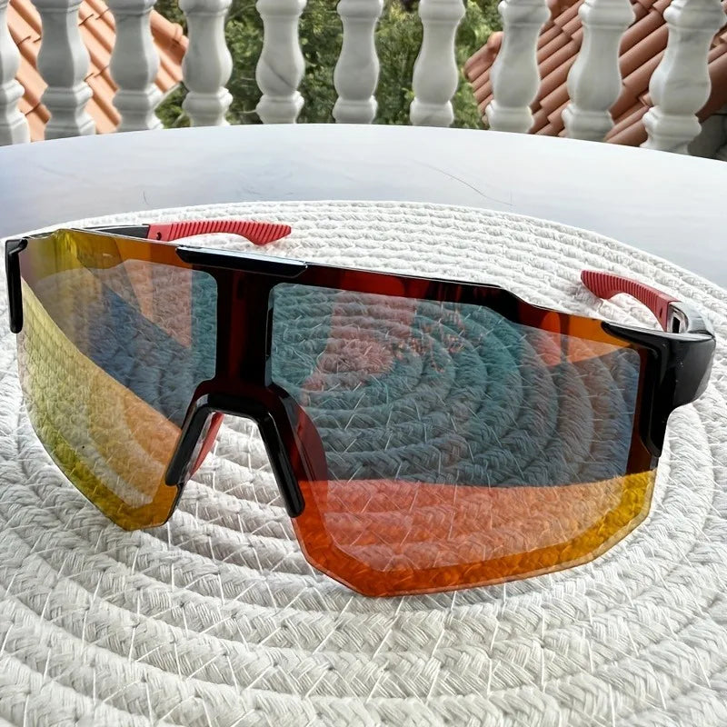 2PCS Large Frame One-Piece Mountain Bike Cycling Sunglasses Fashion Outdoor Sport Climbing Eye Protection Sun Glasses Tide