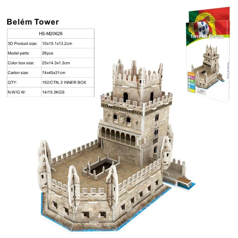 3D World-famous Architectural Puzzle Big Ben Pisa Tower White House Kindergarden Toy Children Classroom Handmade Gifts Jigsaw