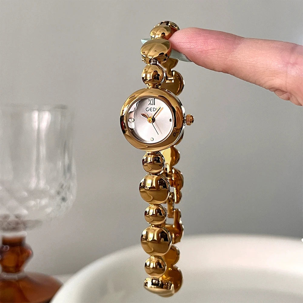 GEDI Gold Watch for Women Fashion Luxury Quartz Vintage Woman Watches Elegant Casual Waterproof Dress Watch Gifts