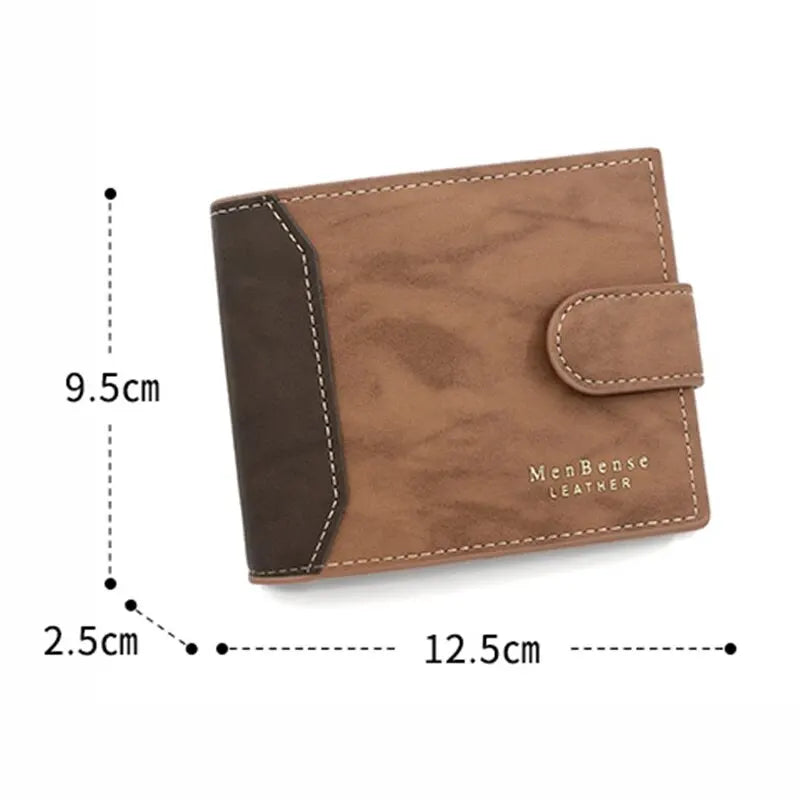 MenBense's PU Leather Wallet Short Hasp Purse Card Holder Business Money Case