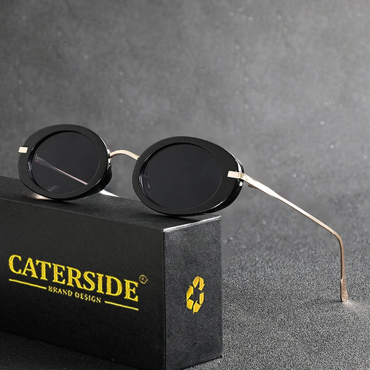 CATERSIDE New Round Small Sunglasses for Men 2024 Punk Metal Frame Sun Glasses Women Travel Party Fashion The Best Gift Eyewear