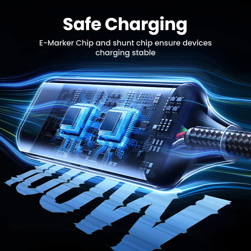 100W 2 In 1 USB C to USB C PD Fast Charging iPhone 15 Pro Galaxy S24 Laptop 5A