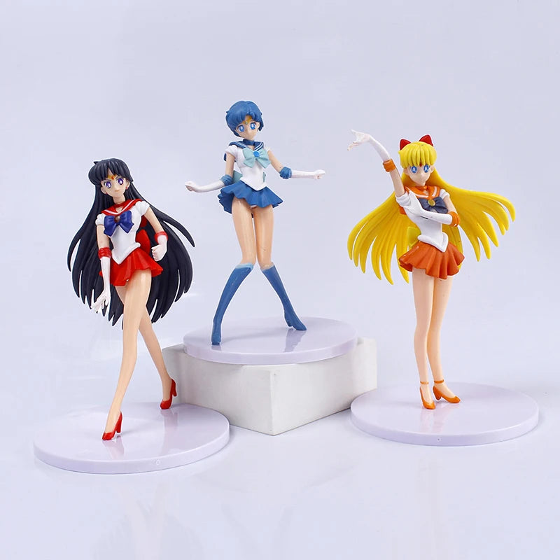 5pcs-Set Sailor Moon Mizuno Ami Tsukino Hino Rei Aino Minako Action Figure Model