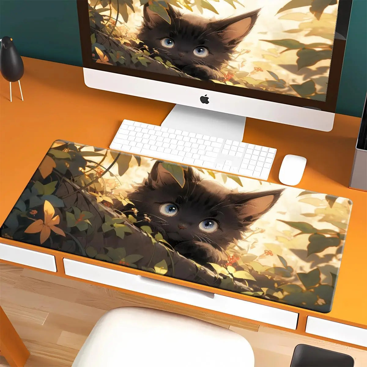 Cute Cartoon Cat Mouse Pad Large Computer Keyboard Pad Natural Rubber Anti-Slip desk Mat Perfect Gift for Girl Women