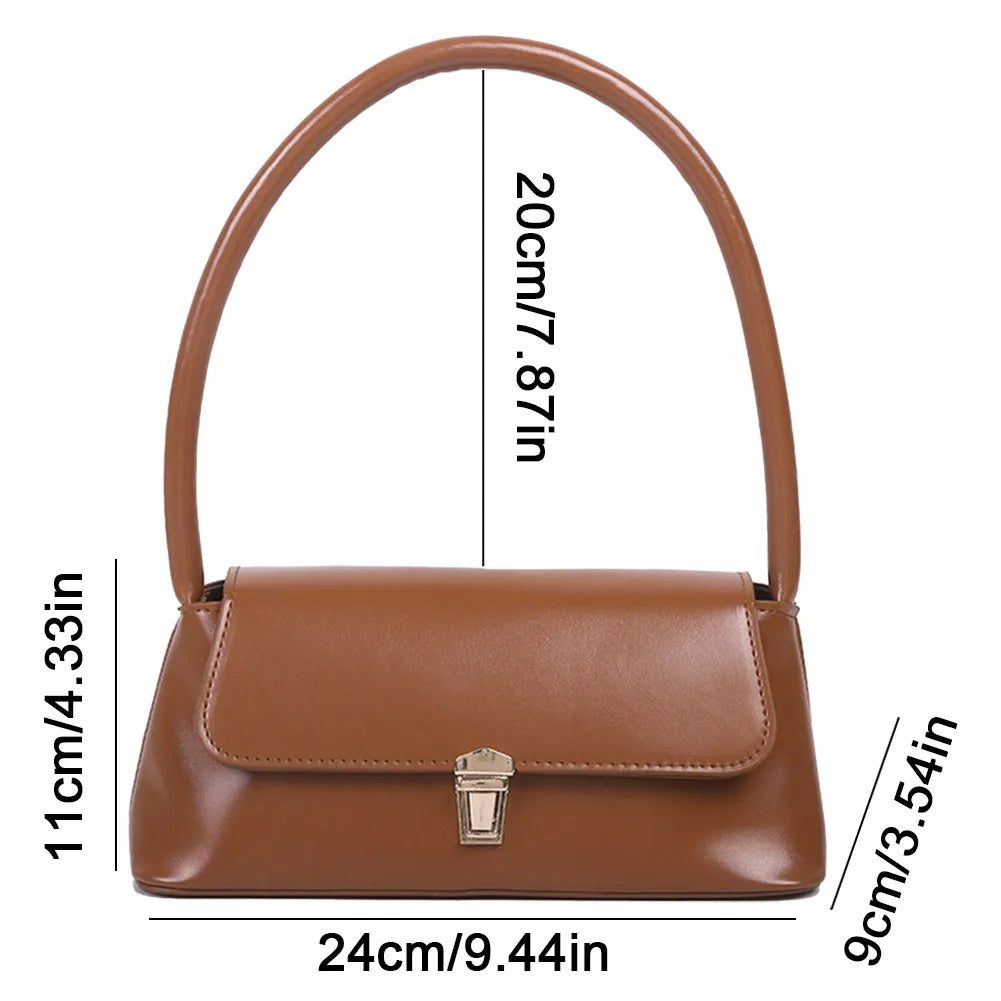 Women Retro Tote Bag Vintage Underarm Bag Casual PU Leather Simple Handbags
