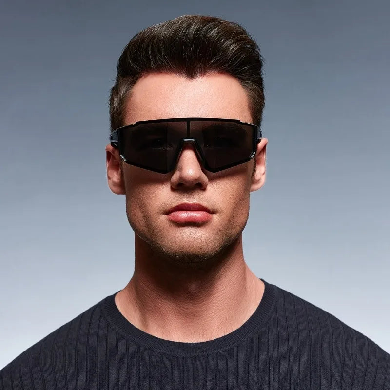 1pc Unisex Trendy Geometric Frame Wrap-Around Sunglasses with Protection Suitable for Daily Outings And Travel Outfit Additions