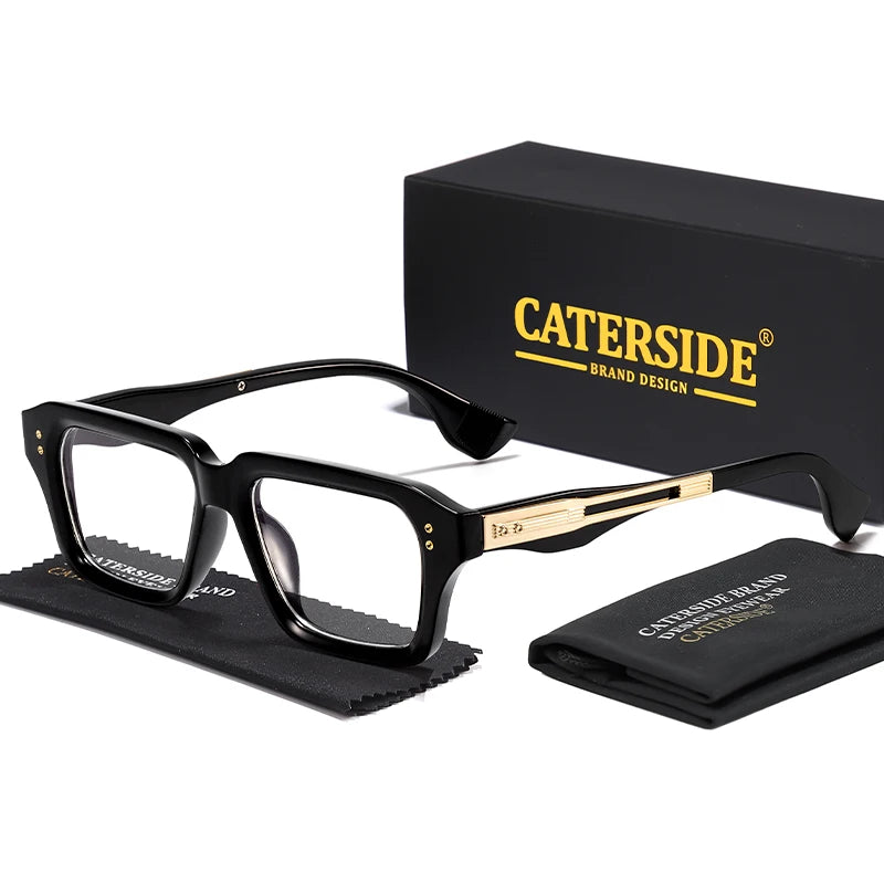 CATERSIDE Fashion Men's Optical Eyeglass Frame Brand Unique Temple Design Luxurious Women's Anti Blue Light Reading Glasses