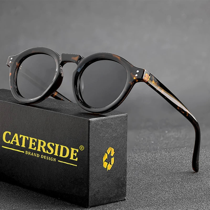 CATERSIDE Round Polarized Sunglasses Men Retro TR90 High-Quality TAC Lenses Sun Glasses Women Driving Fishing Eyewear Travel