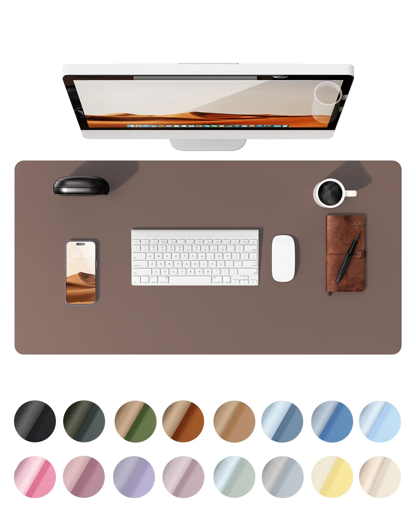 Large Size Leather Desk Pad Protector, Office Desk Mat, Large Mouse Pad, Non-Slip PU Leather Desk Blotter, Laptop Desk Pad