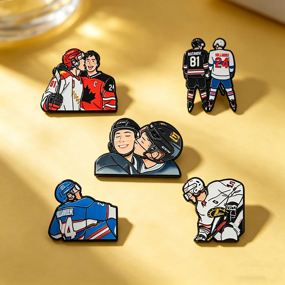 5 PCS'Heated Rivalry' Quote Enamel Pin TV Drama Baseball Uniform Brooch Lapel Pin Badge on Backpack Clothing Accessories Jewelry