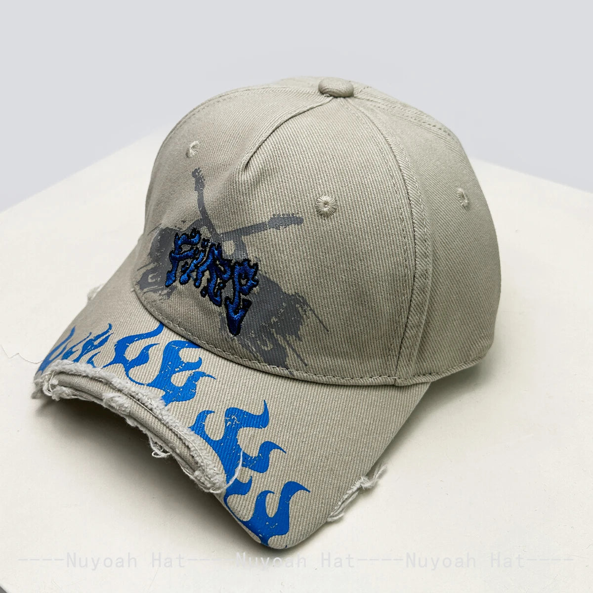 New Men Women Niche Street Embroidered Letters Flame Flag Baseball Hats Sunshade Broken Eave Versatile Peaked Caps Fashion Retro