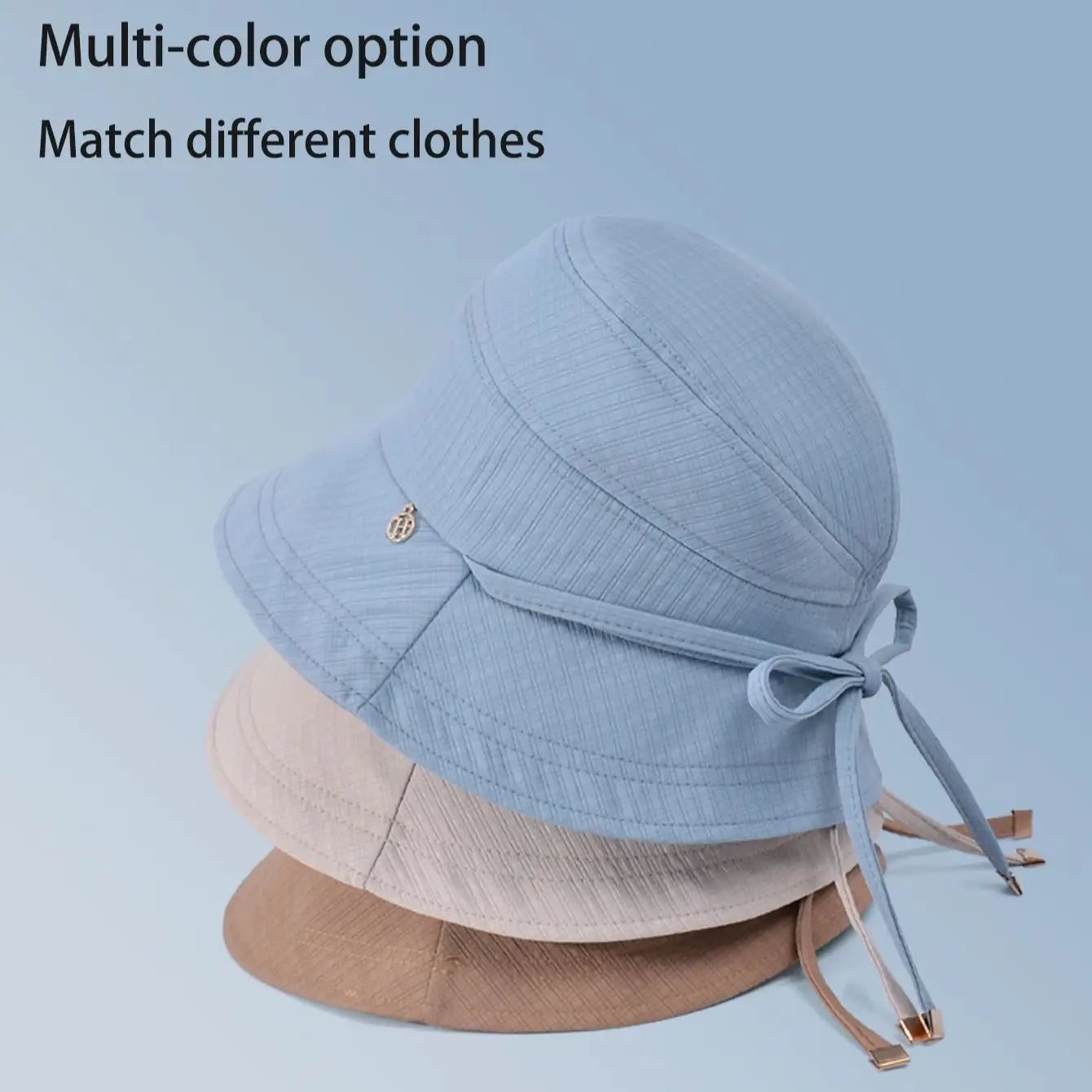 8761Summer outdoor travel sunshade hat all senior sense big head basin hat show face small bow fisherman hat