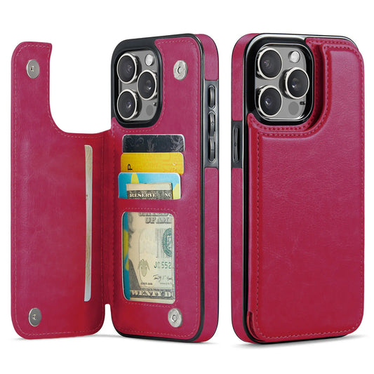 Rose Wallet Card Holder Case iPhone 16 15 14 13 12 Pro Max XS XR Leather Cover