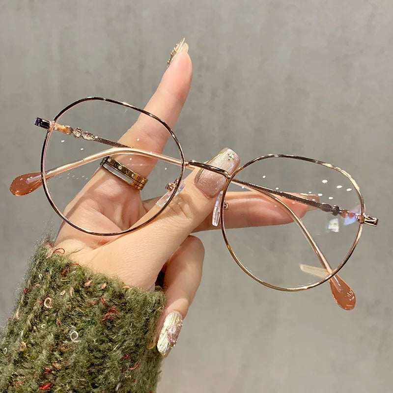 Classic Anti-Blue Light Glasses Frame Brand Designer Fashion Round Metal Optical Frames Computer Glasses