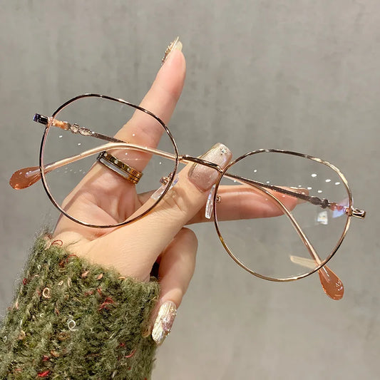 Classic Anti-Blue Light Glasses Frame Brand Designer Fashion Round Metal Optical Frames Computer Glasses