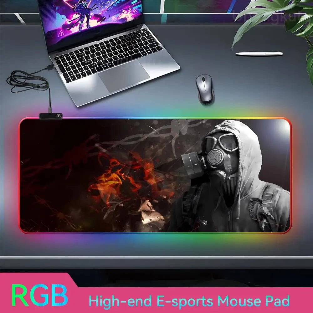 Stalker2 PC Mouse RGB 3mm Rubber Mouse Pad LED Lamp Desk Anime Keyboard Mat 7