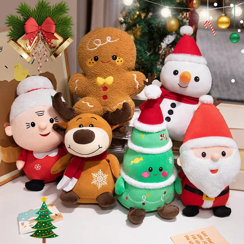 Kawaii High Quality Christmas Plush Toy Doll Pillow Christmas Tree Gingerbread Man Santa Claus Wreath Party Decoration Girl Gift