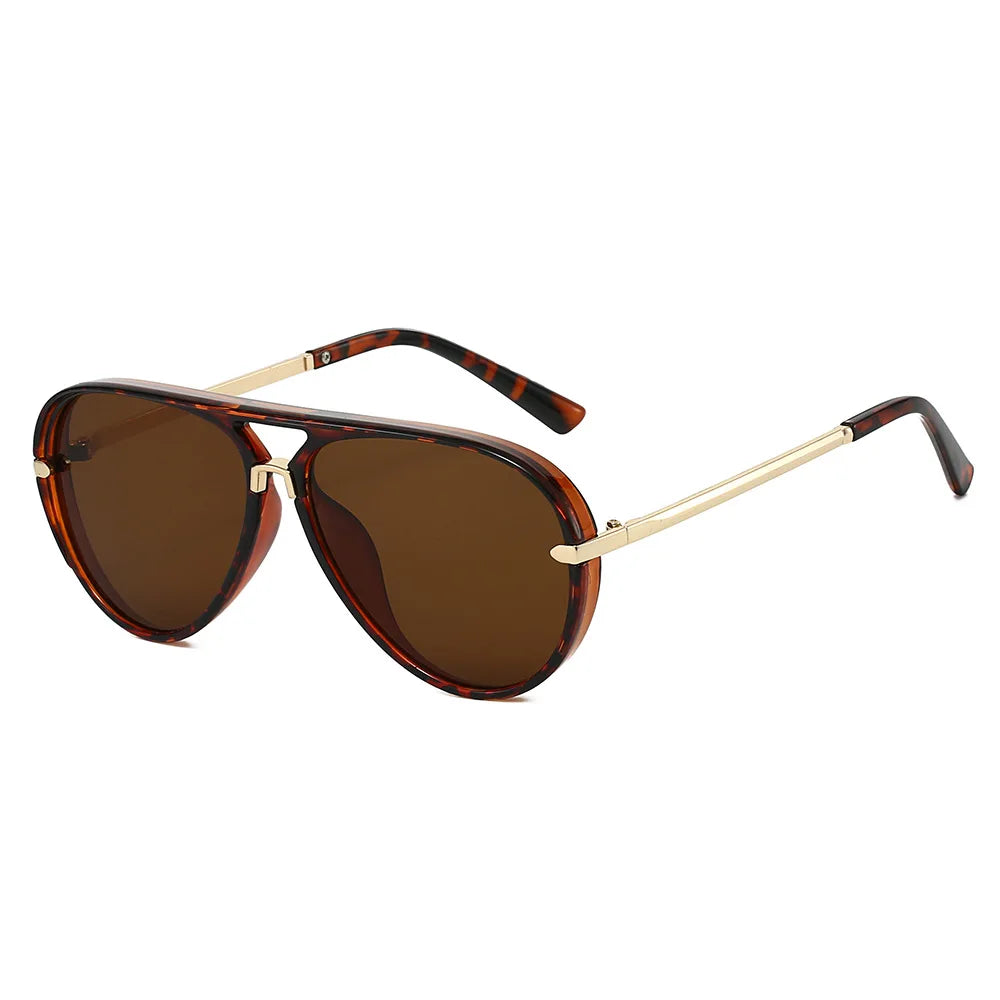 JNPCXI New Fashion Double Bridges Pilot Women Oversized Sunglasses Retro Candy Color Gradient UV400 Men Punk Sun Glasses